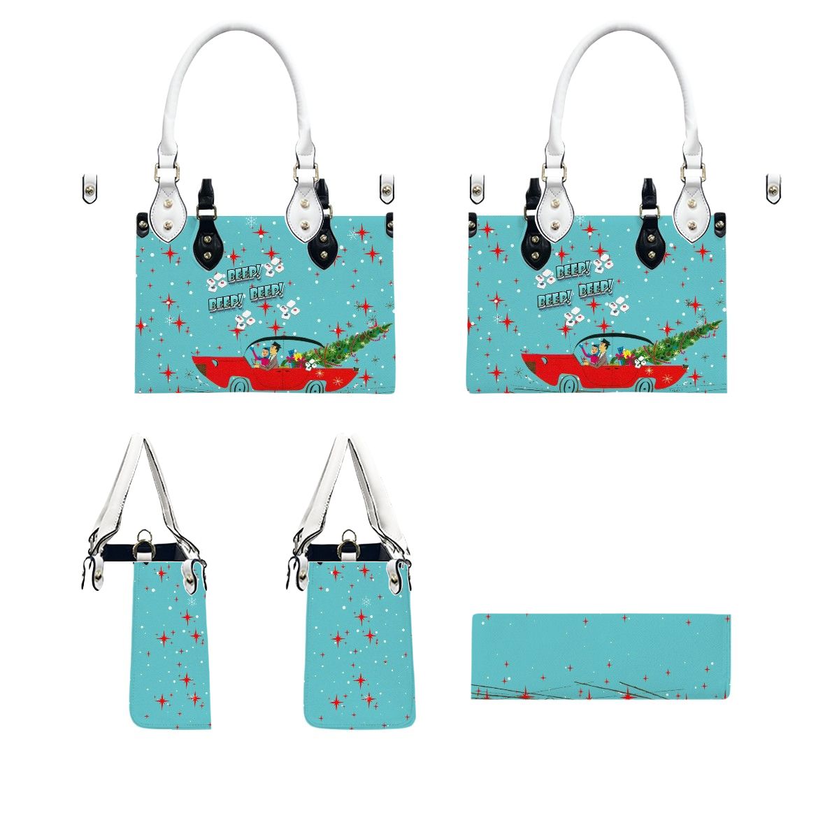 Mahjong Christmas Shoulder Arm Tote Bag, Holiday Nostalgic Whimsy Tote Bag for Women