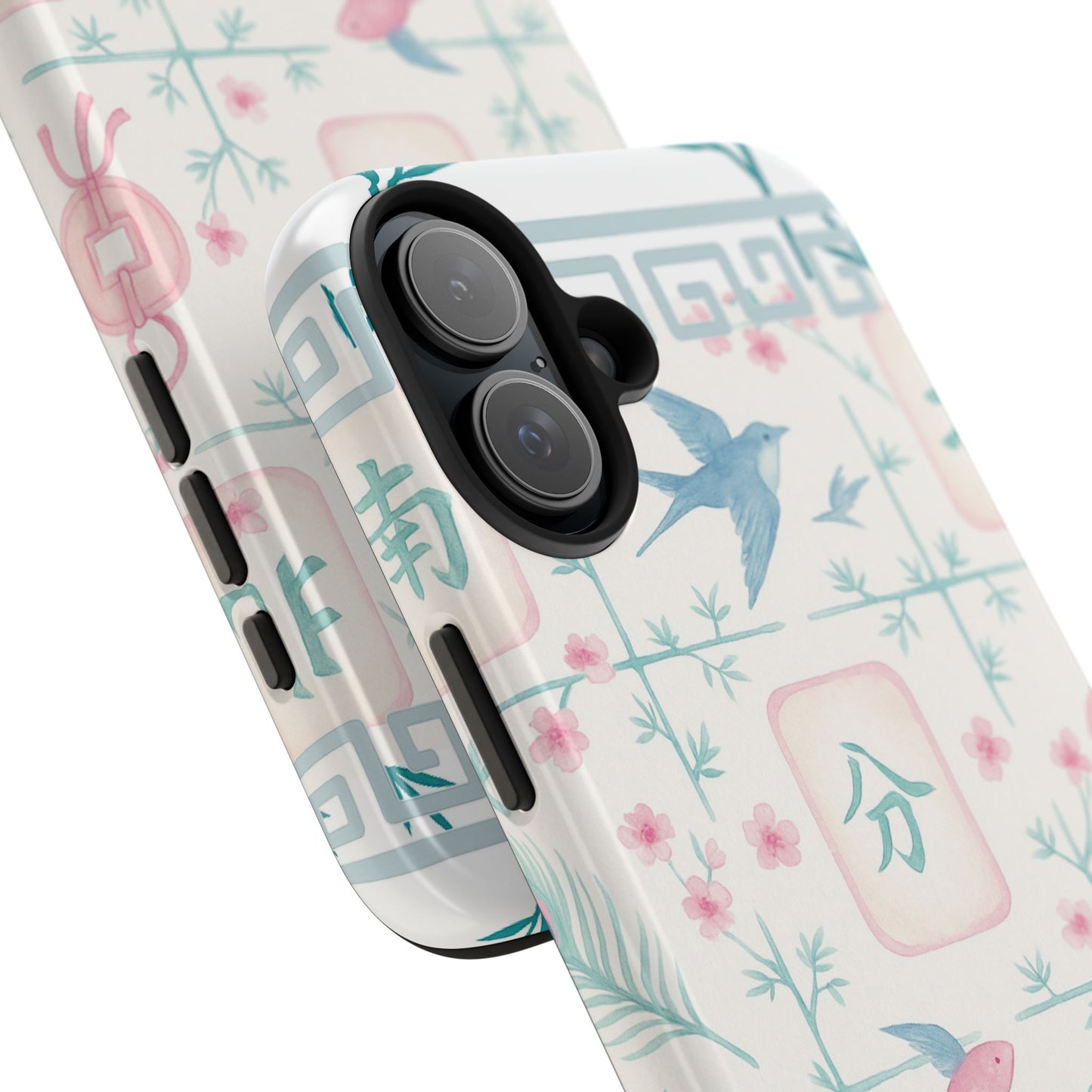 Whimsical Mahjong Tile Pastel Preppy Tough Phone Cases with Vibrant Oriental Designs Mahj Lover Gift