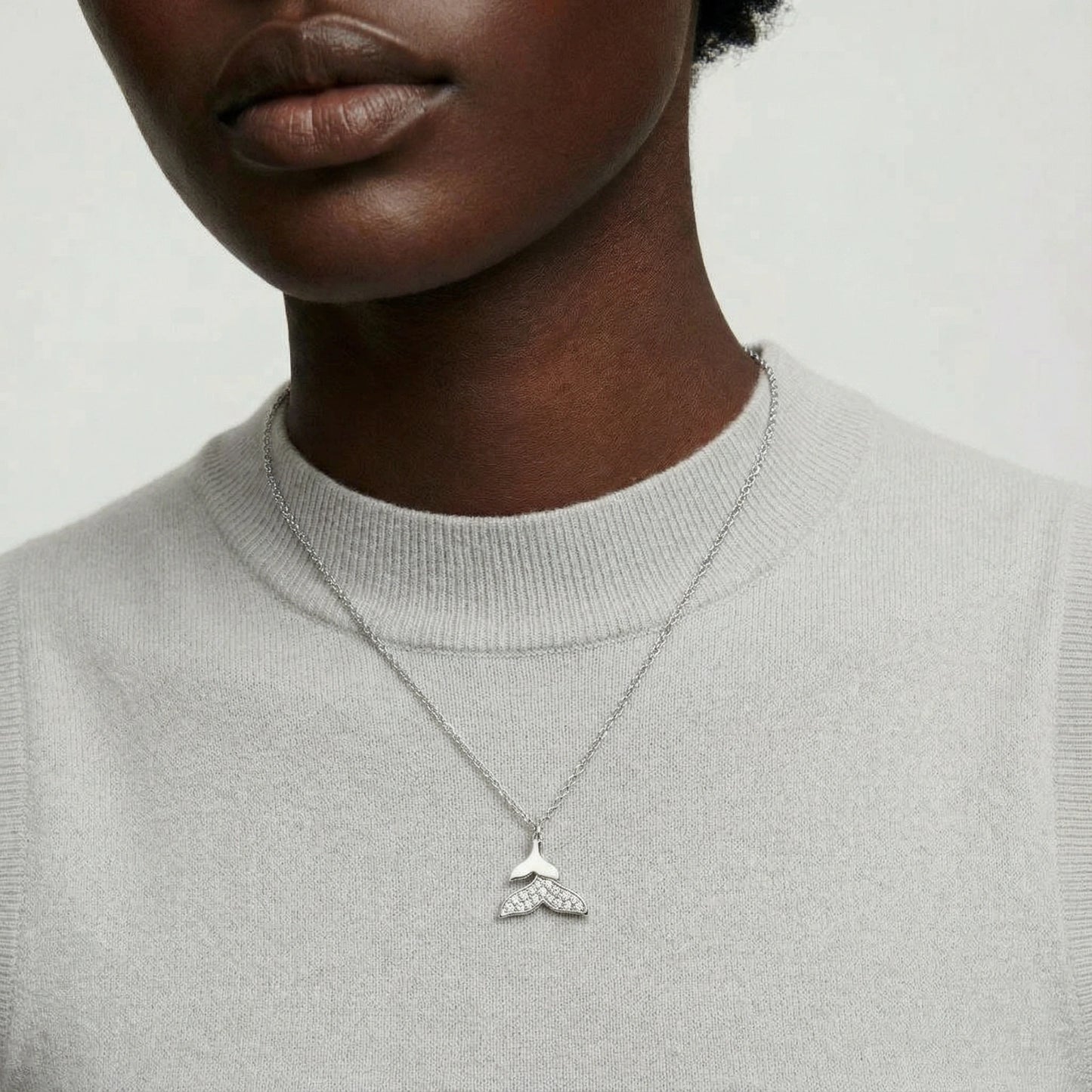 Whale Tail Crystal Necklace - Splash Of Mahj And Color Co.