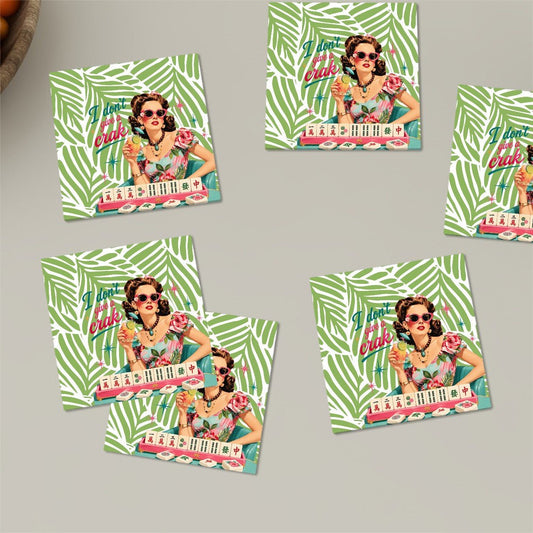 I Don't Give A Crak Mahjong Square Ceramic Coasters 6 pcs - Splash Of Mahj And Color Co.