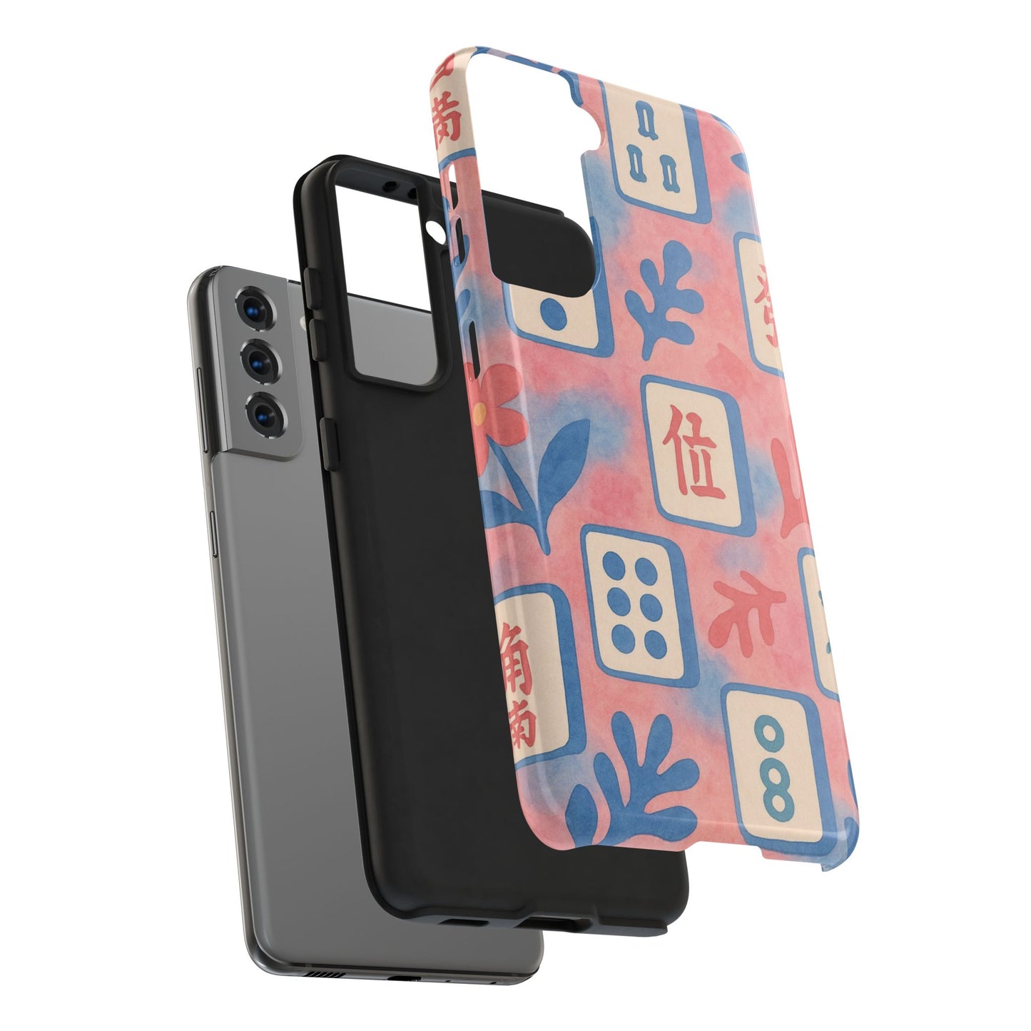 Mahjong Phone Case, Pink Pastel Blue Mahj Lover Mahjong Tile Phone Case