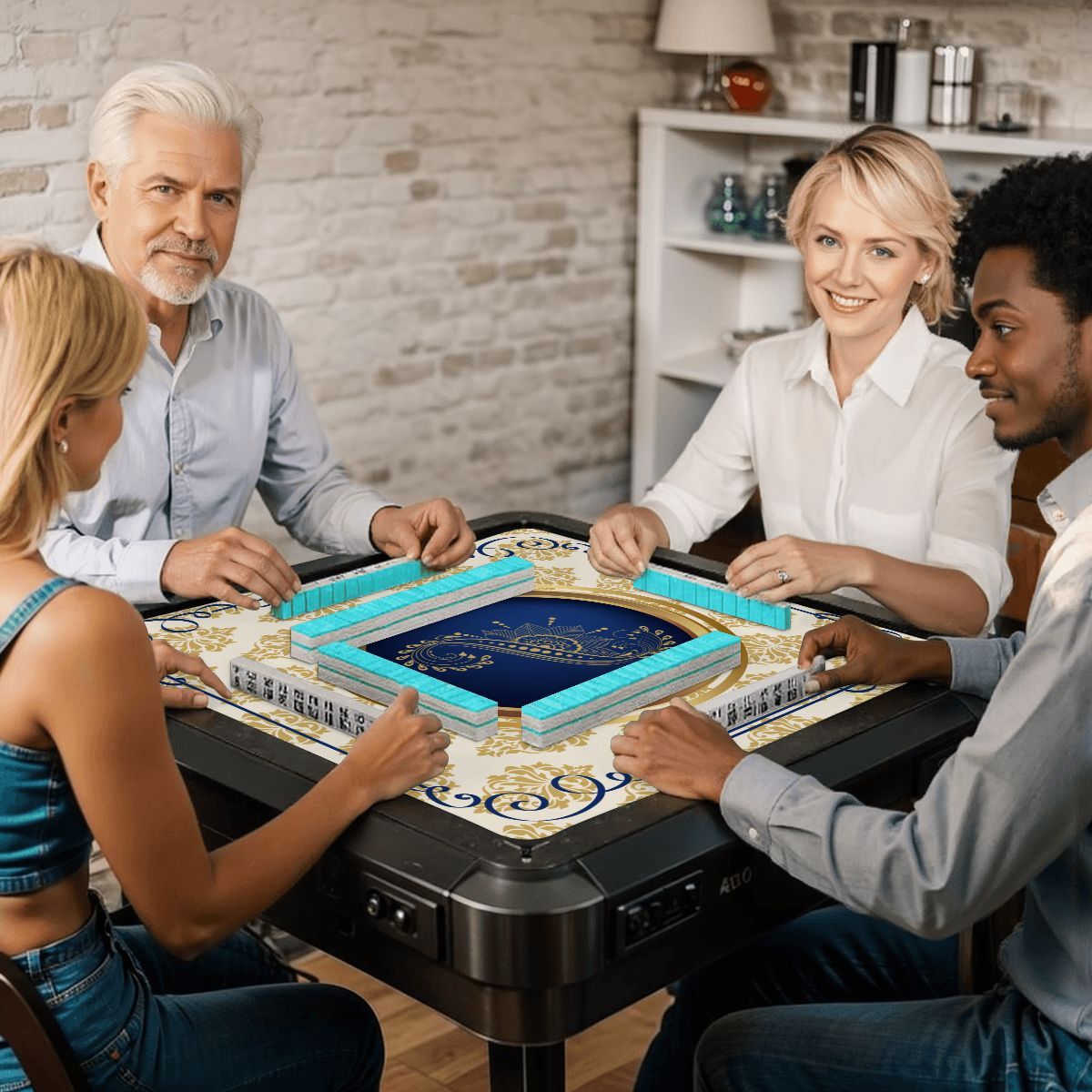 Art Deco Golden Gilded Brocade Mahjong Mat - Splash of Color Co.