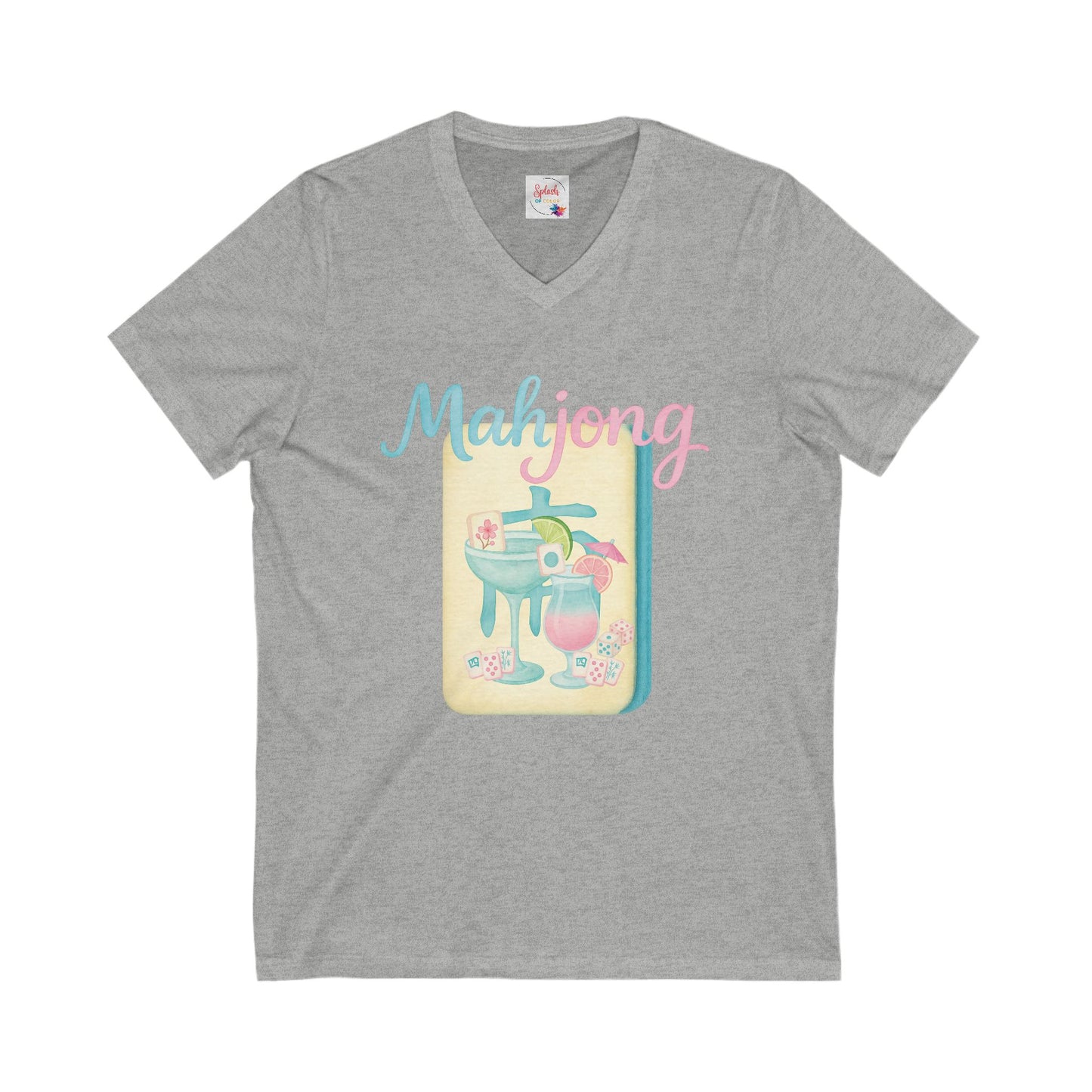Mahjong V-Neck Tee for Game Nights, Relaxed Style for Board Game Lovers, Perfect Gift for Mahjong Enthusiasts, Casual Wear, Fun Tee