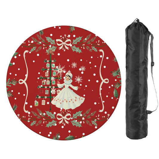 Nostalgic Christmas Red Holiday Round Mahjong Mat - Splash Of Mahj And Color Co.
