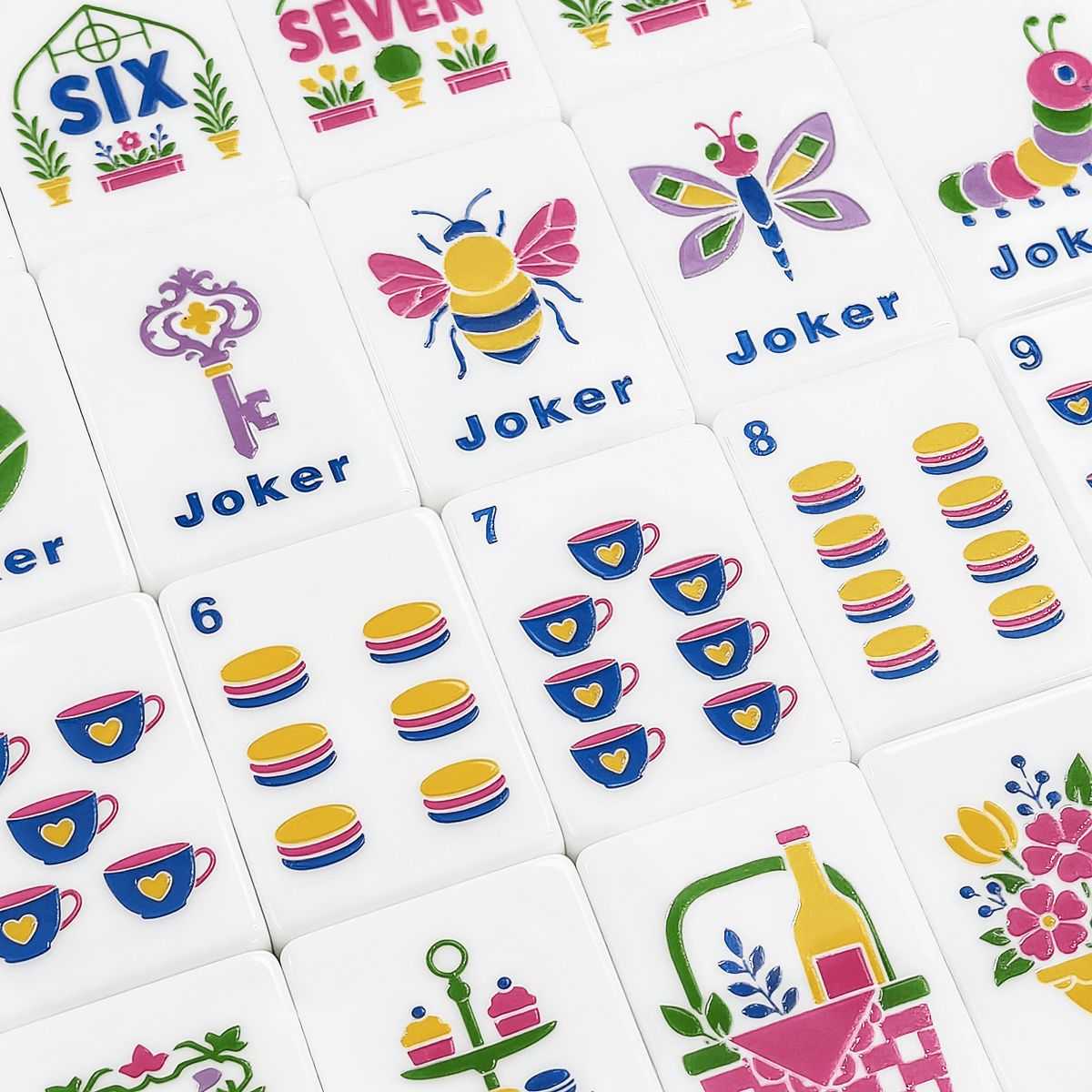 Preppy Pastel Striped Floral Garden Mahjong Tiles - Splash Of Mahj And Color Co.