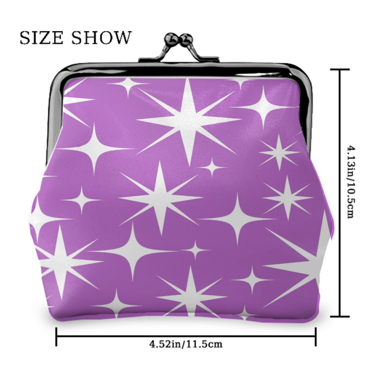 Lavender Lollipop Cosmic Vintage Women's Leather Kiss Lock Coin Purse - Splash of Color Co.