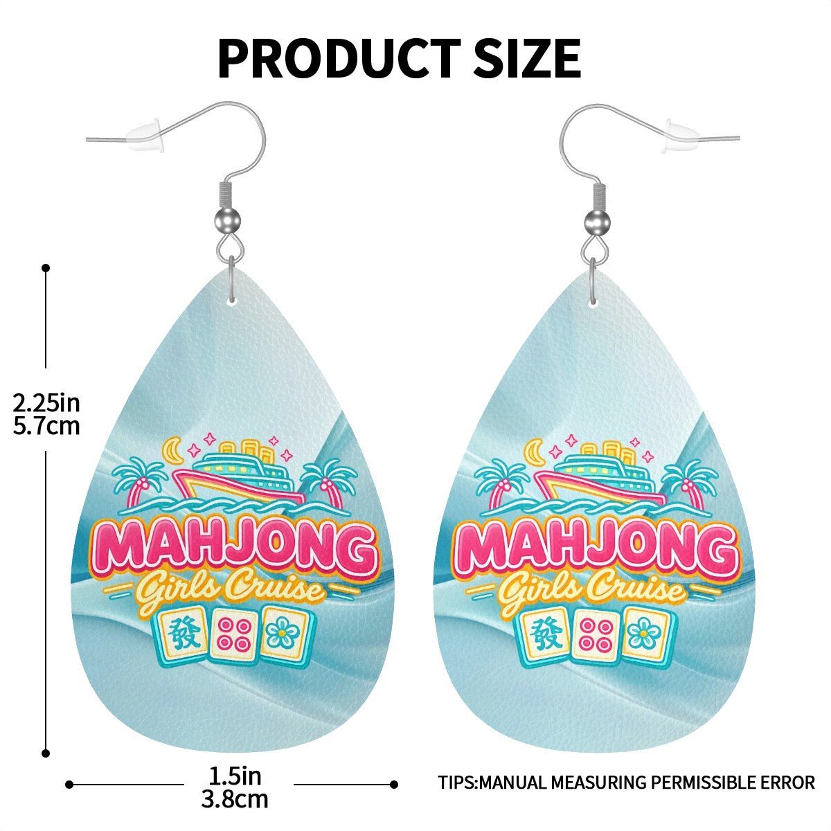 Mahjong Girls Cruise Tropical Wave Leather Teardrop Earrings - Splash of Color Co.