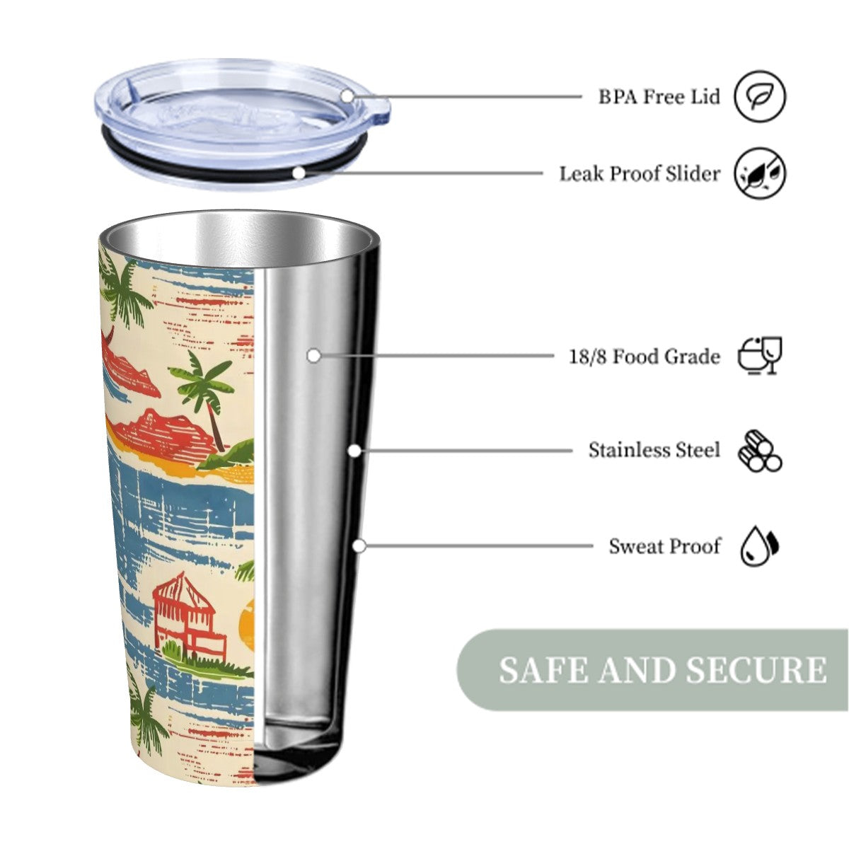 Old World Florida Style, Palm Trees, Beach Heritage Collection Stainless Steel Insulated Tumbler