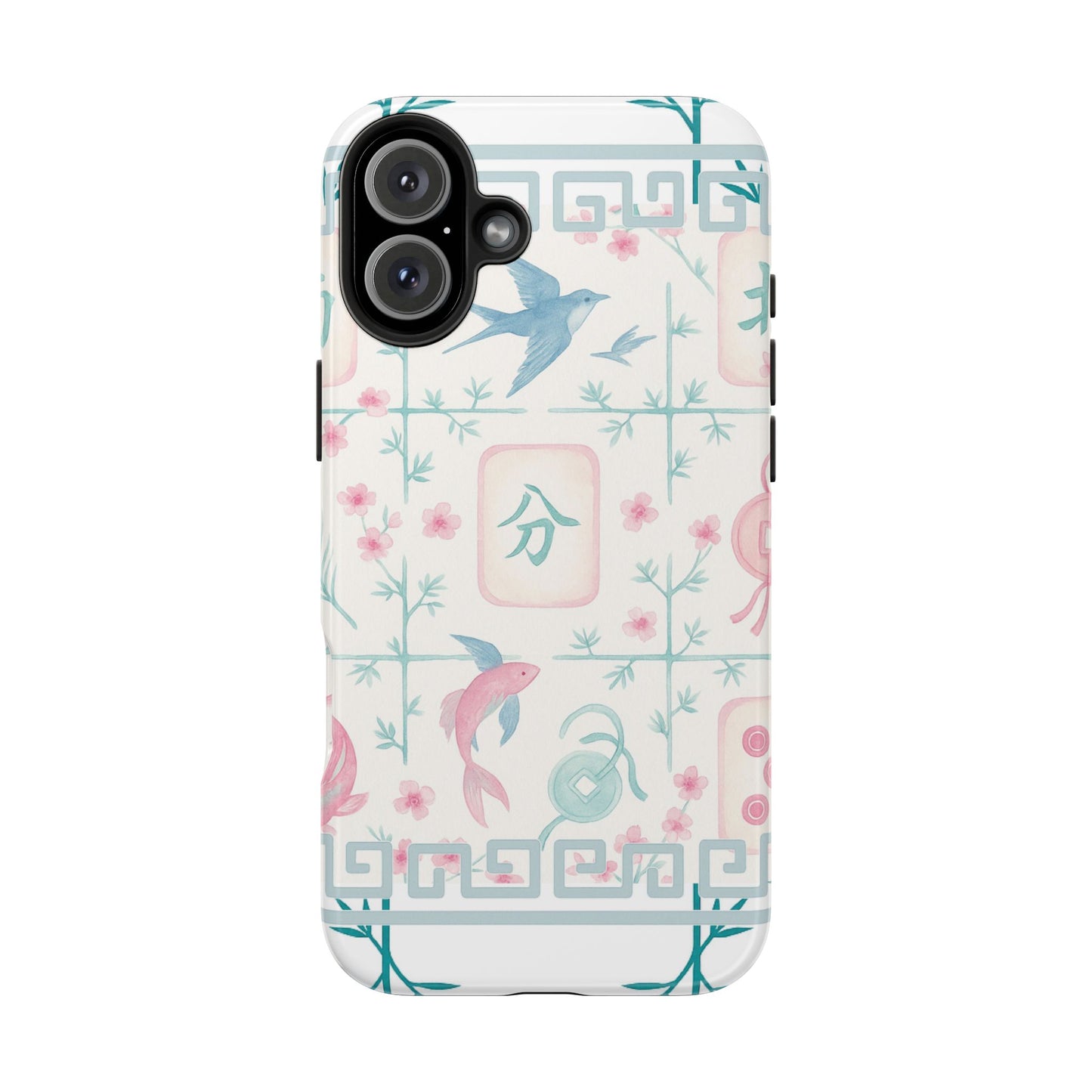 Whimsical Mahjong Tile Pastel Preppy Tough Phone Cases with Vibrant Oriental Designs Mahj Lover Gift