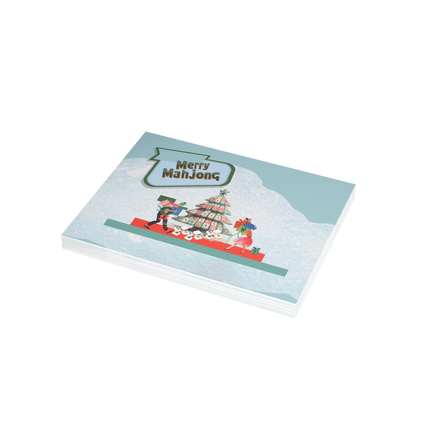 Festive Merry Mahjong Postcard Christmas Card Bundle | Holiday Greetings for Players | Fun Gift for Friends & Family, Mahjong Enthusiasts, Christmas