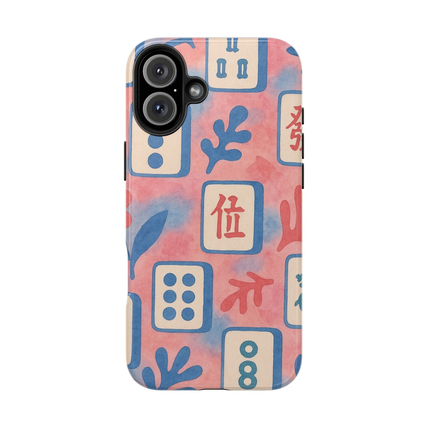 Mahjong Phone Case, Pink Pastel Blue Mahj Lover Mahjong Tile Phone Case