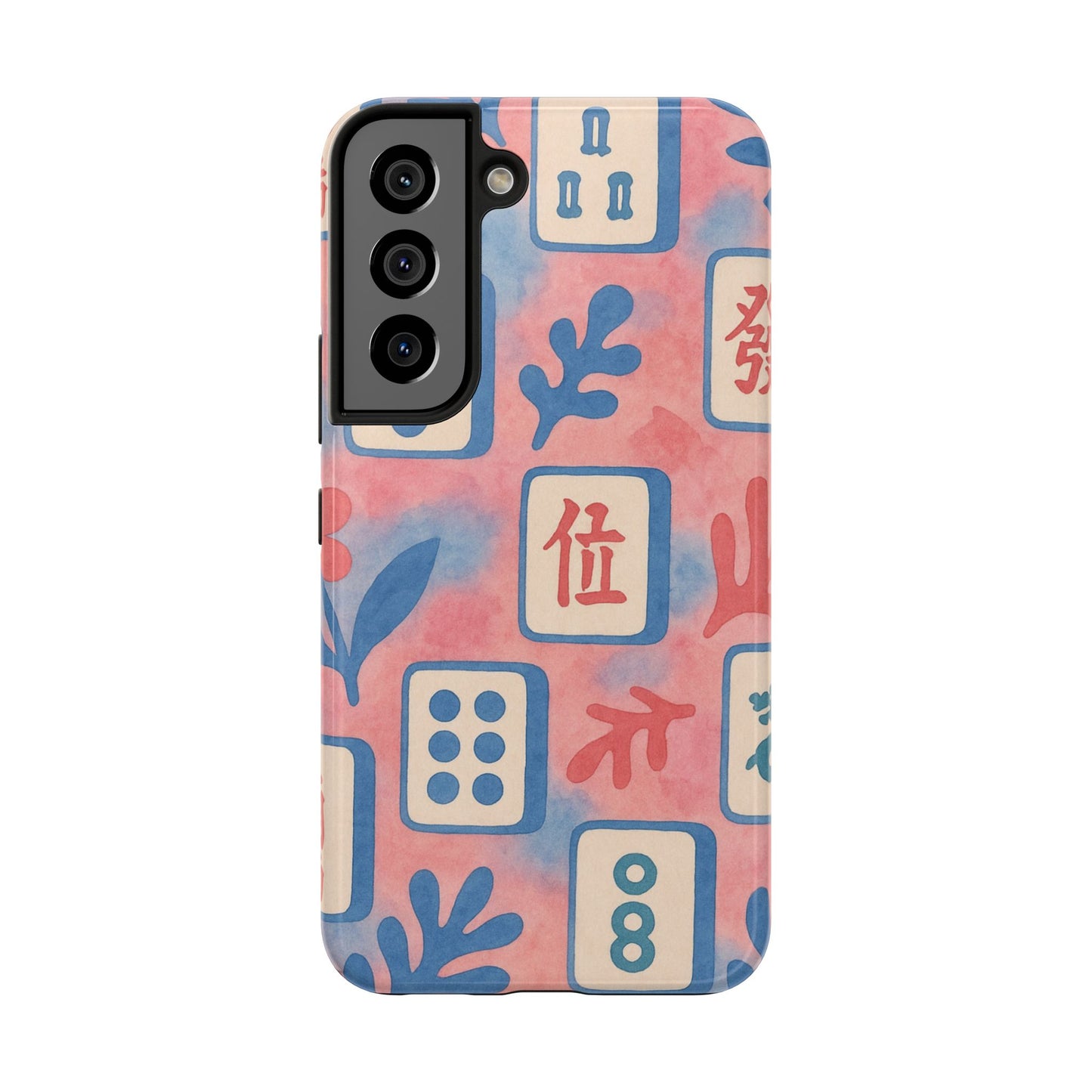 Mahjong Phone Case, Pink Pastel Blue Mahj Lover Mahjong Tile Phone Case