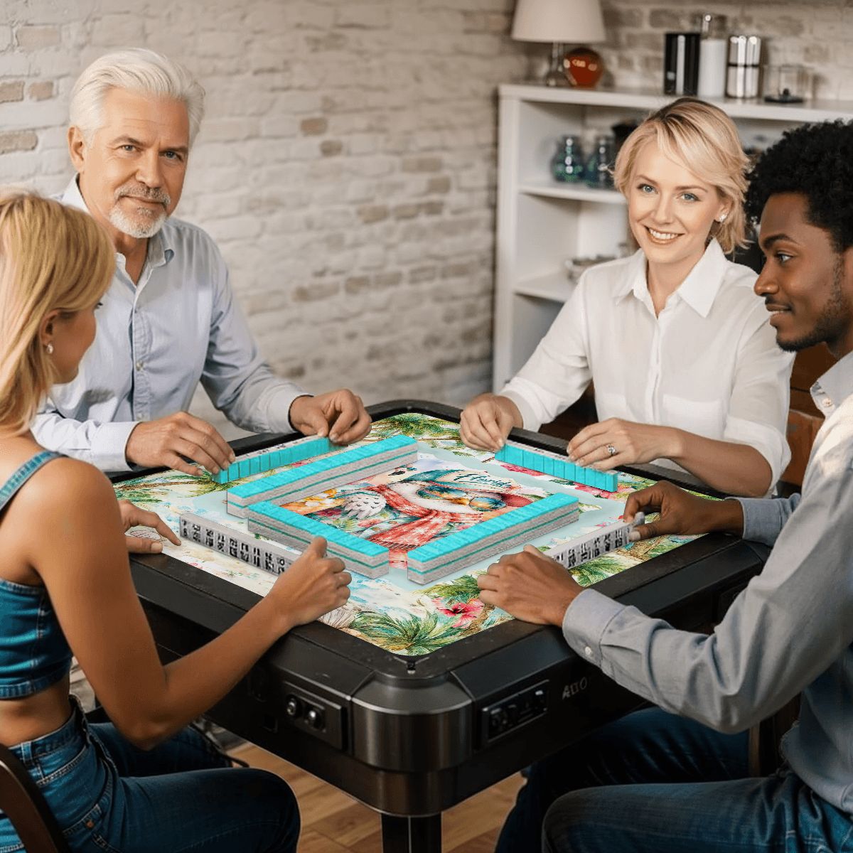 Florida Snowbird Tropical Flamingo And Palm Trees Mahjong Mat