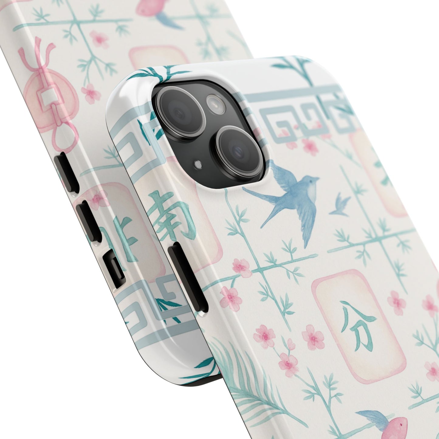 Whimsical Mahjong Tile Pastel Preppy Tough Phone Cases with Vibrant Oriental Designs Mahj Lover Gift
