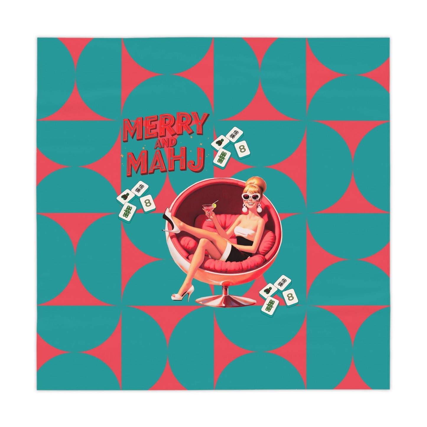 Mahjong Christmas Tablecloth Fashionable Nostalgic Holiday Tablecloth: Merry and Mahj - Splash of Color Co.