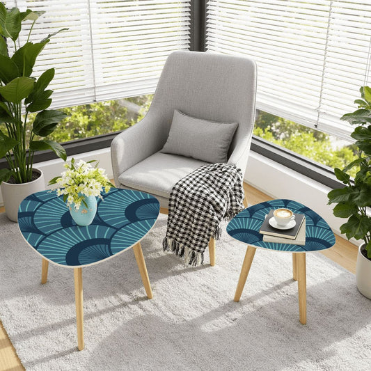 Art Deco Royal Blue Modern NestingTriangle Coffee Table Set - Splash of Color Co.
