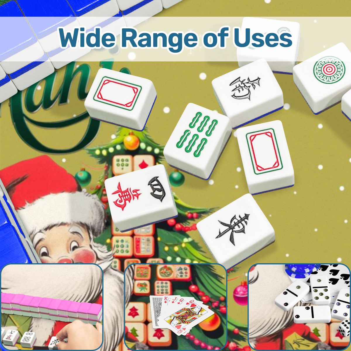 Merry Mahj Christmas Mahjong Mat Whimsical Tile Tree Nostalgic Santa Game Mat
