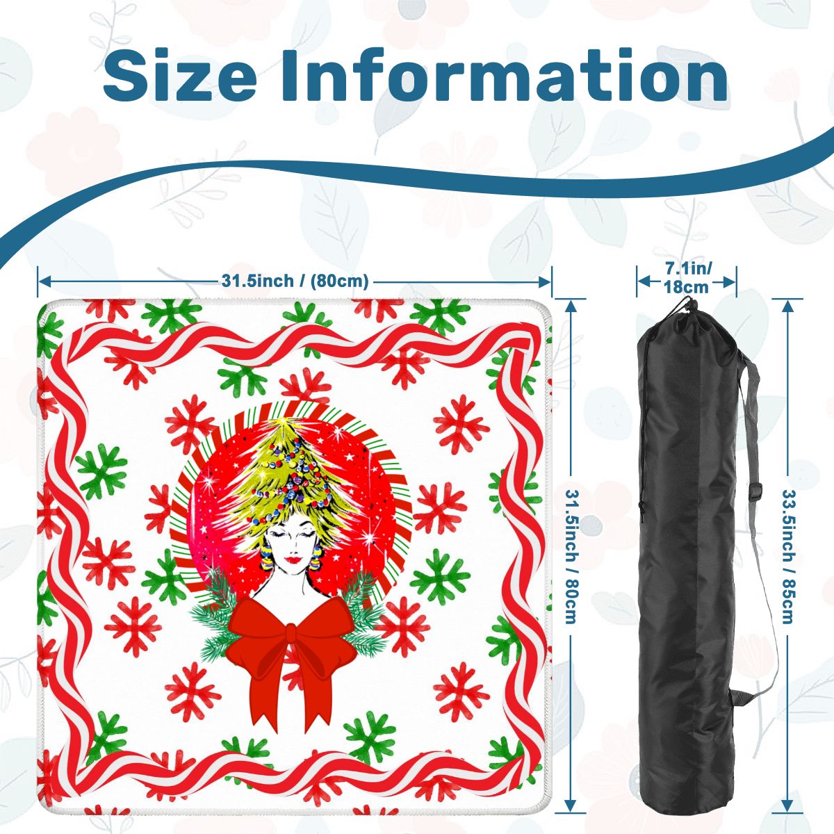 Mahjong Christmas Mat, Nostalgic Vintage Gal Whimsical Holiday Mahj Mat