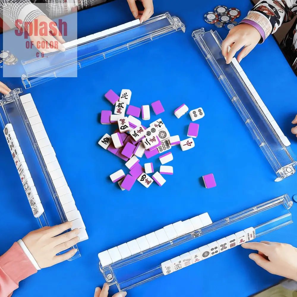 Playful Pink Peacocock 4 Mahjong Tile Pusher Racks with Bag - Splash of Color co.