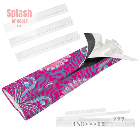 Playful Pink Peacocock 4 Mahjong Tile Pusher Racks with Bag - Splash of Color co.