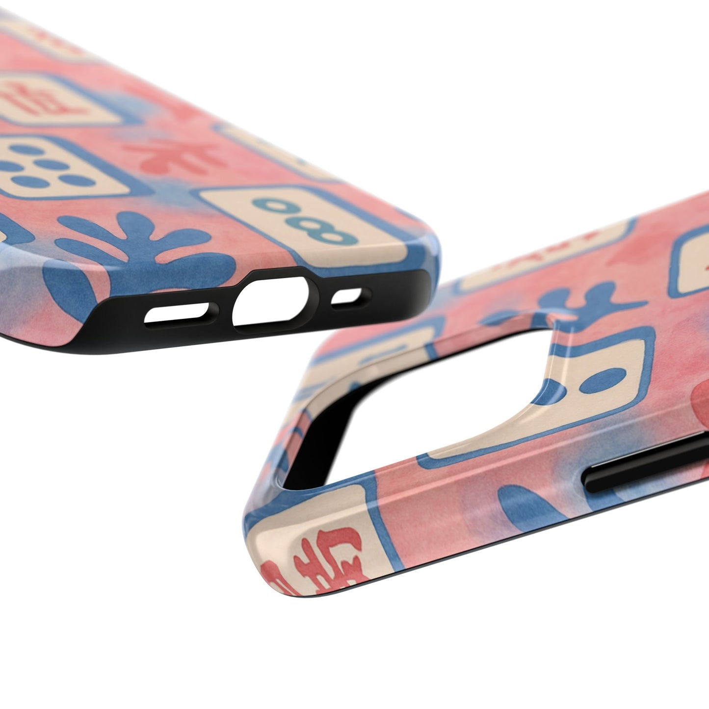 Mahjong Phone Case, Pink Pastel Blue Mahj Lover Mahjong Tile Phone Case