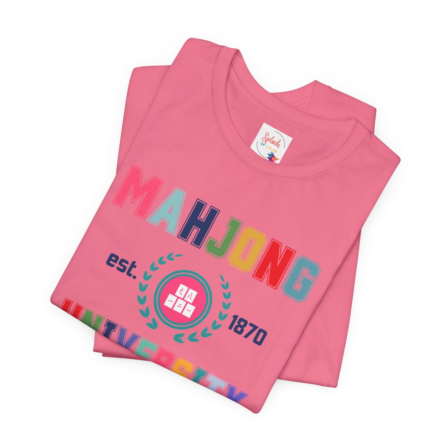 Mahjong University Unisex Tee, Fun Graphic T-Shirt, Perfect for Casual Wear Game Nights