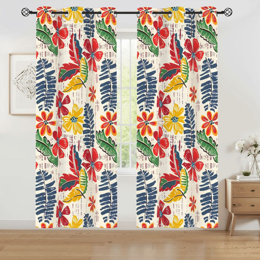 Floral Heritage Yellow - Blue - Green - Orange - Red Tropical Blackout Curtains - Splash of Color Co.