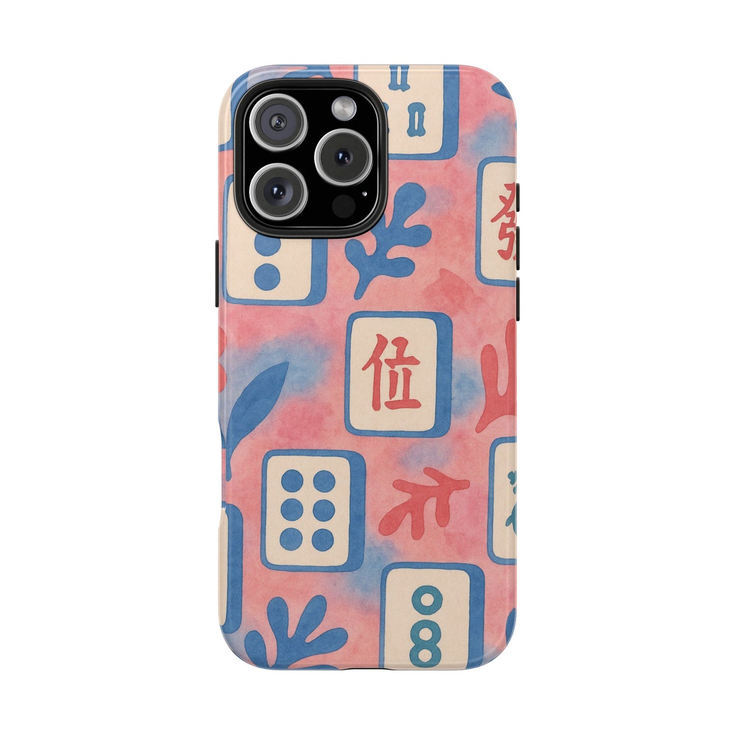 Mahjong Phone Case, Pink Pastel Blue Mahj Lover Mahjong Tile Phone Case