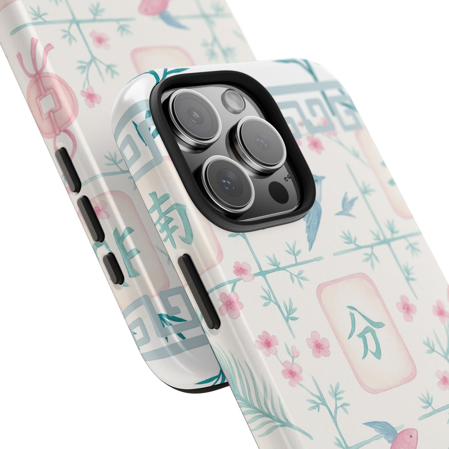 Whimsical Mahjong Tile Pastel Preppy Tough Phone Cases with Vibrant Oriental Designs Mahj Lover Gift