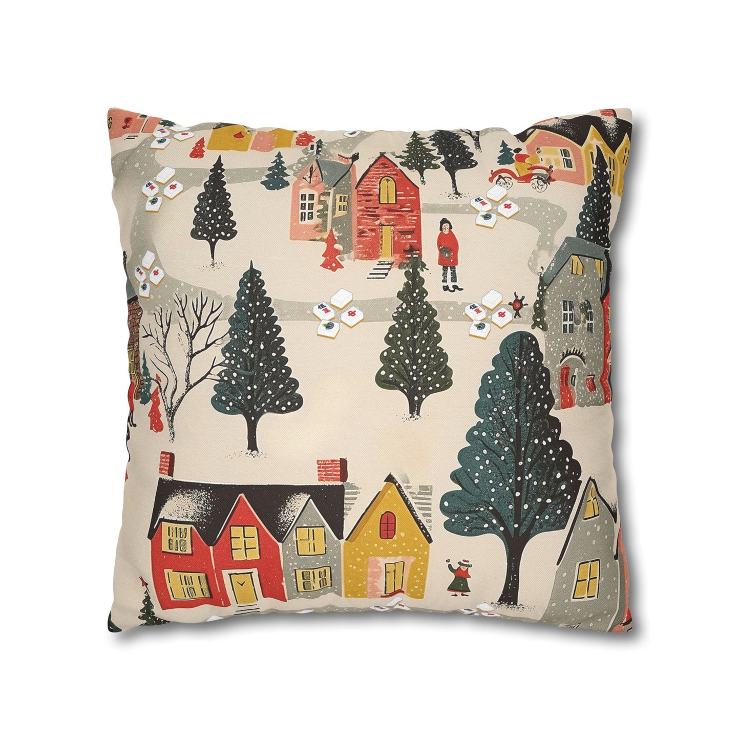 Whimsical Mahjong Christmas Cozy Holiday Accent Pillow Cover
