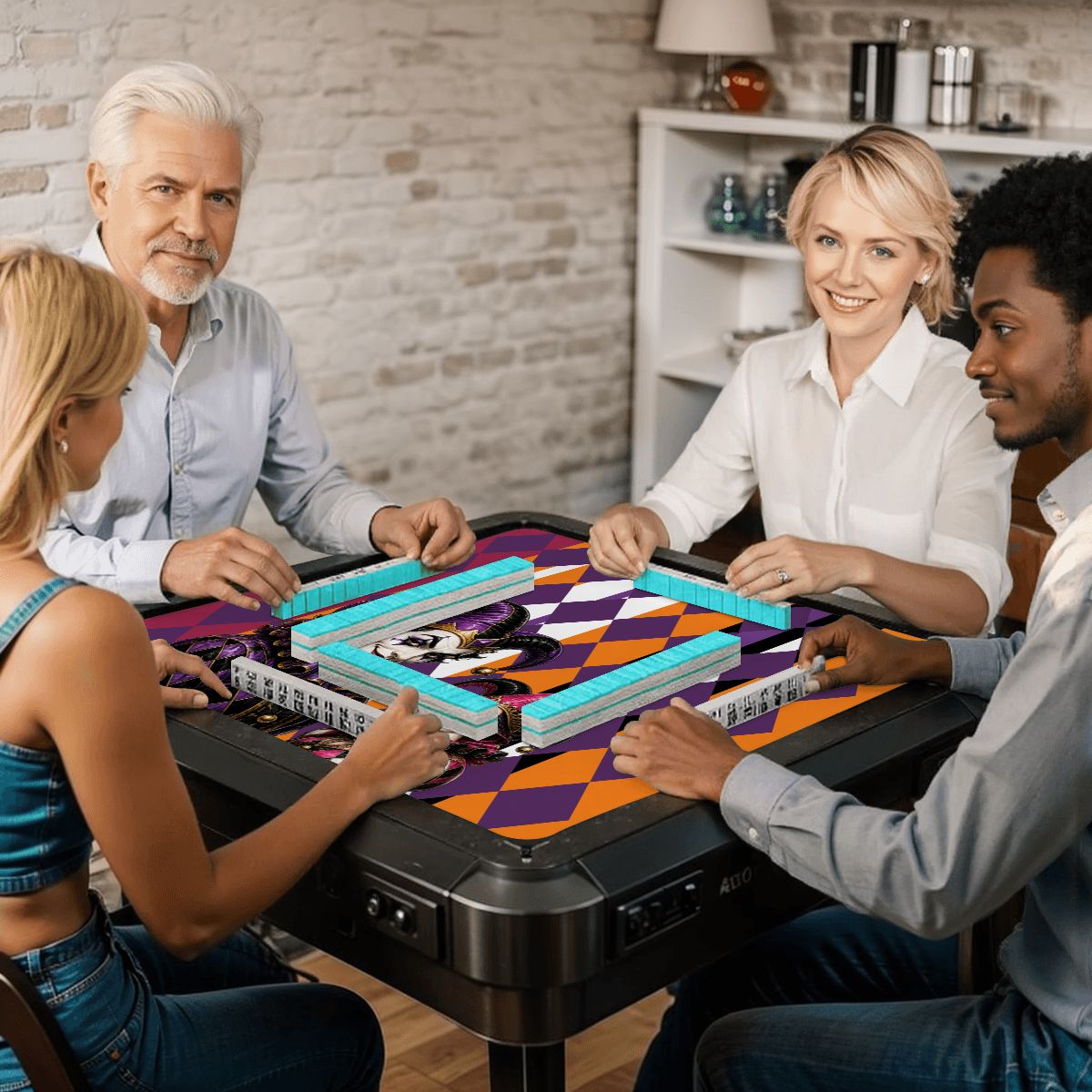 Mahjong Halloween Joker Jesters Harlequin Designed Mahj Mat - Splash Of Mahj And Color Co.