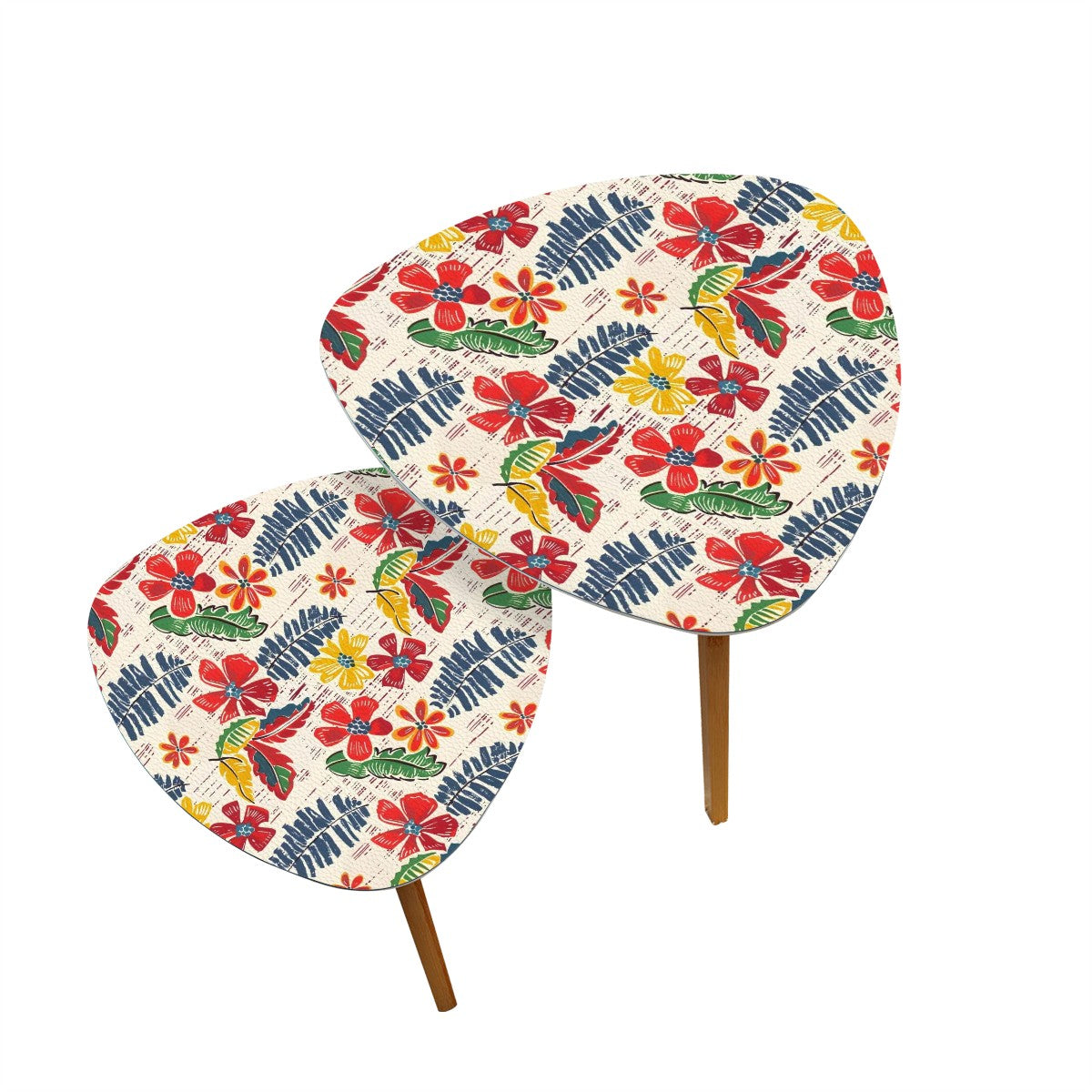 Bold Floral Vintage Heritage Blue Yellow Green Modern Nesting Tables
