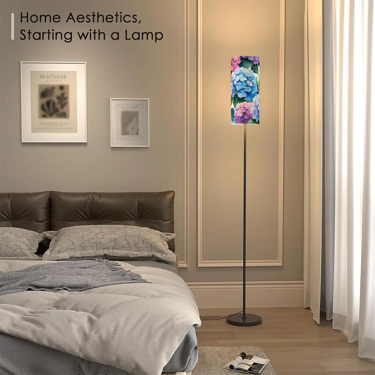 Floral Hydrangea Book Nook Floor Lamp Modern Standing Lamp - Splash of Color Co.