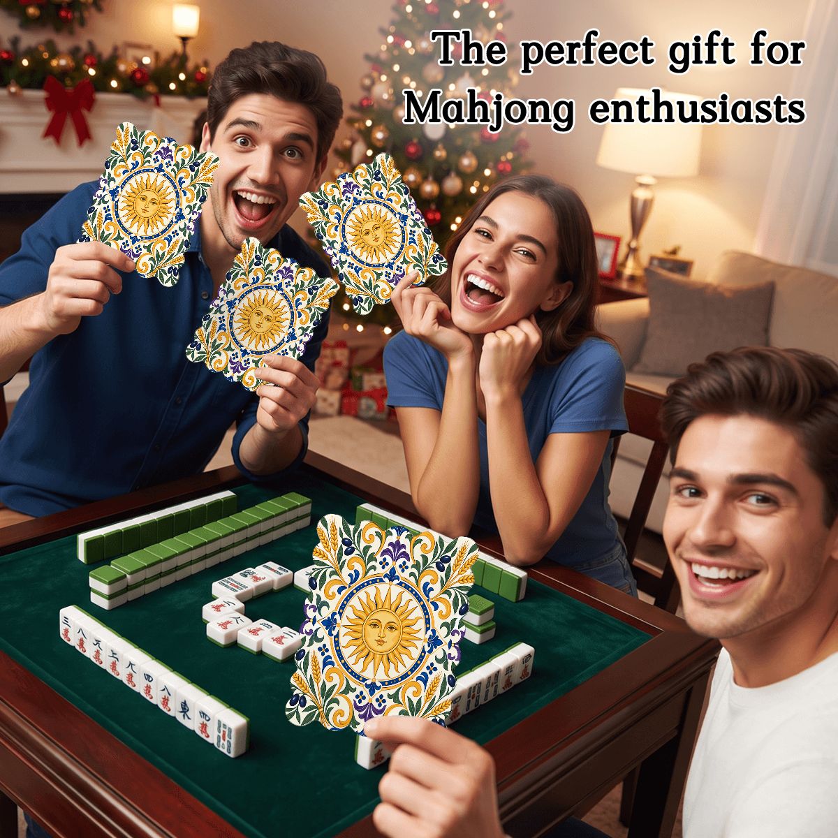 Under The Tuscan Sun Scalloped Mahjong Shuffler Cards Set of 4 - Splash Of Mahj And Color Co.
