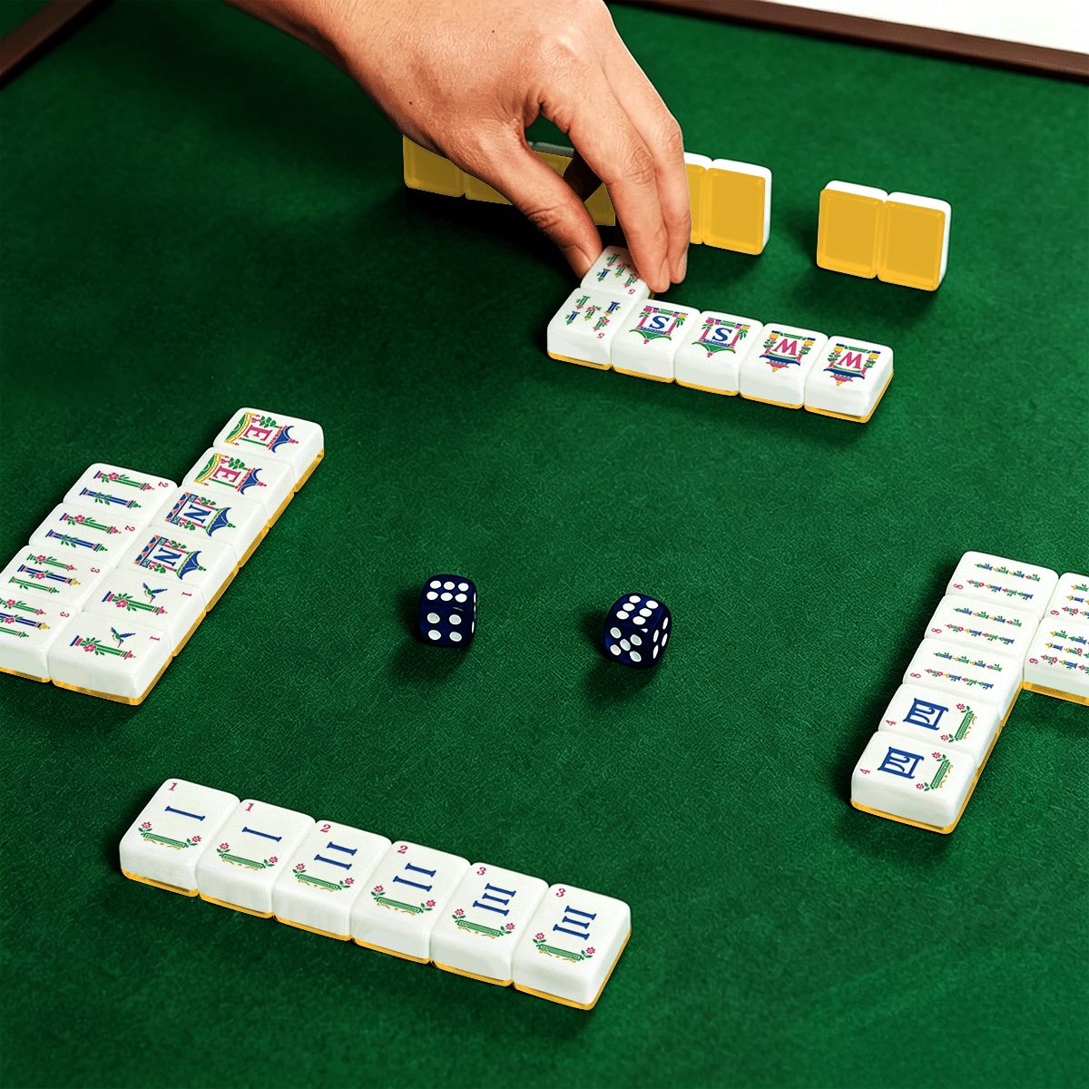 Sunnyside Up Yellow Chinoiserie Pastel Mahjong Tiles With Carry Case - Splash Of Mahj And Color Co.