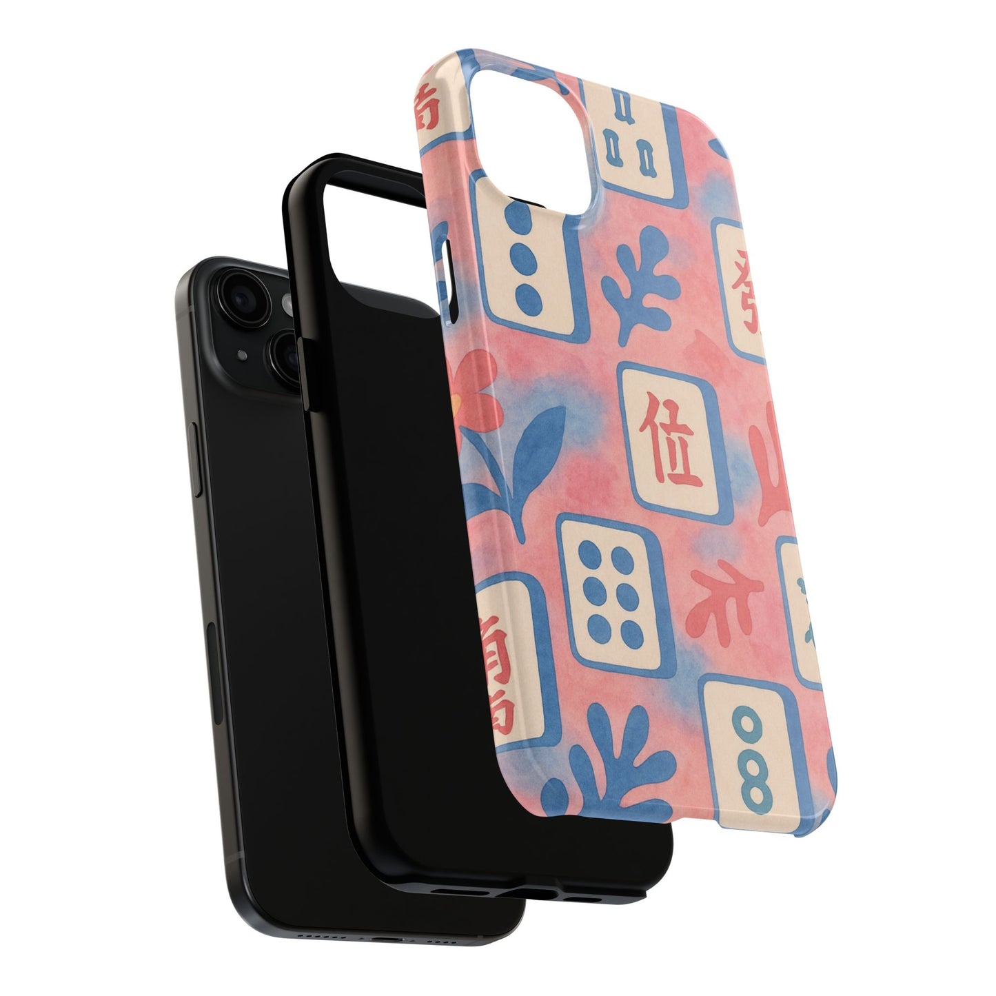 Mahjong Phone Case, Pink Pastel Blue Mahj Lover Mahjong Tile Phone Case