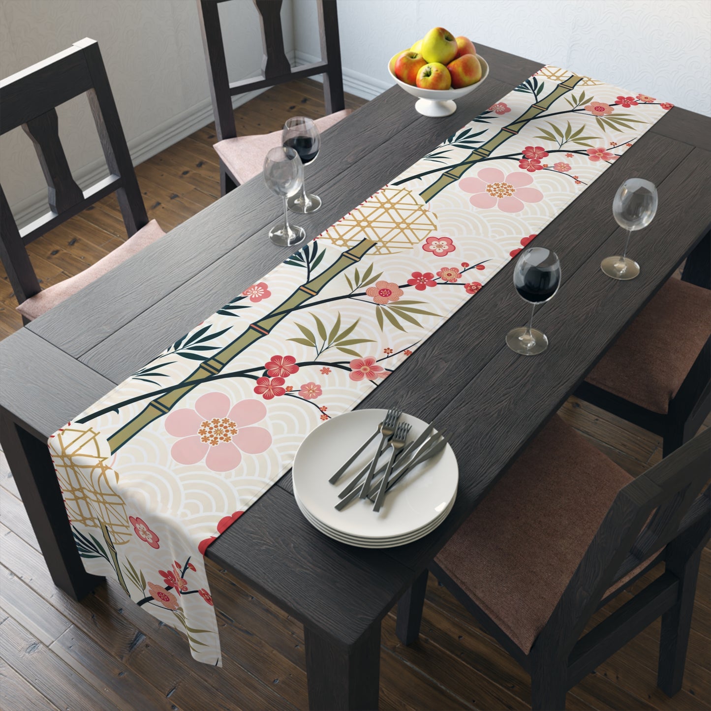 Asian Inspired Mahjong Elegant Floral Table Runner for Dining, Perfect Gatherings, Mahj Parties Weddings, Holidays, and Special Occasions
