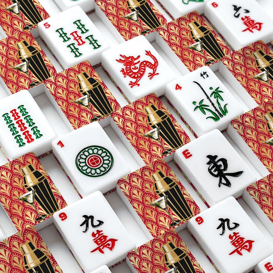 Art Deco Speakeasy Cocktail Shaker American Mahjong Tiles And Carry Case Bundle - Splash Of Mahj And Color Co.