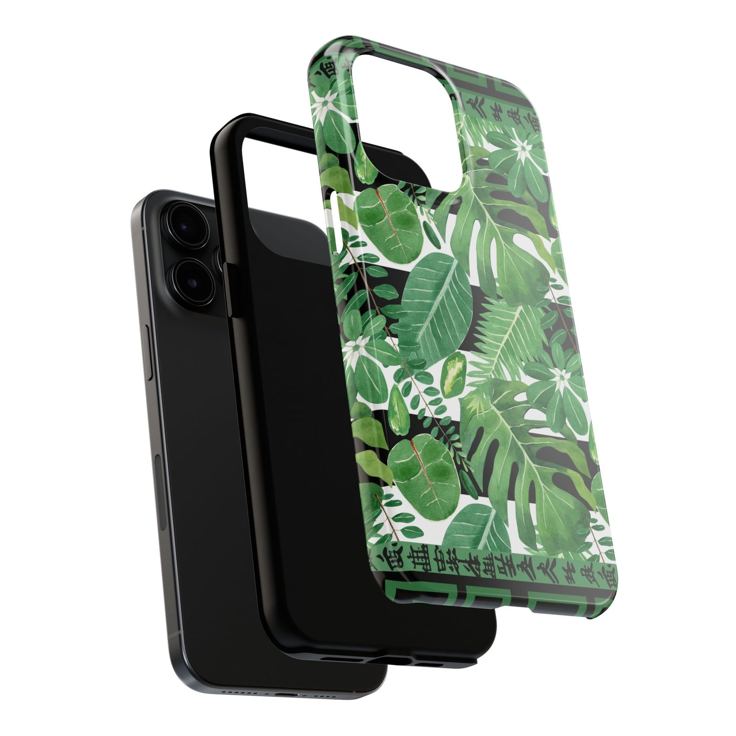 Tropical Mahjong Phone Case Tough Phone Case, Monstera Boho Style