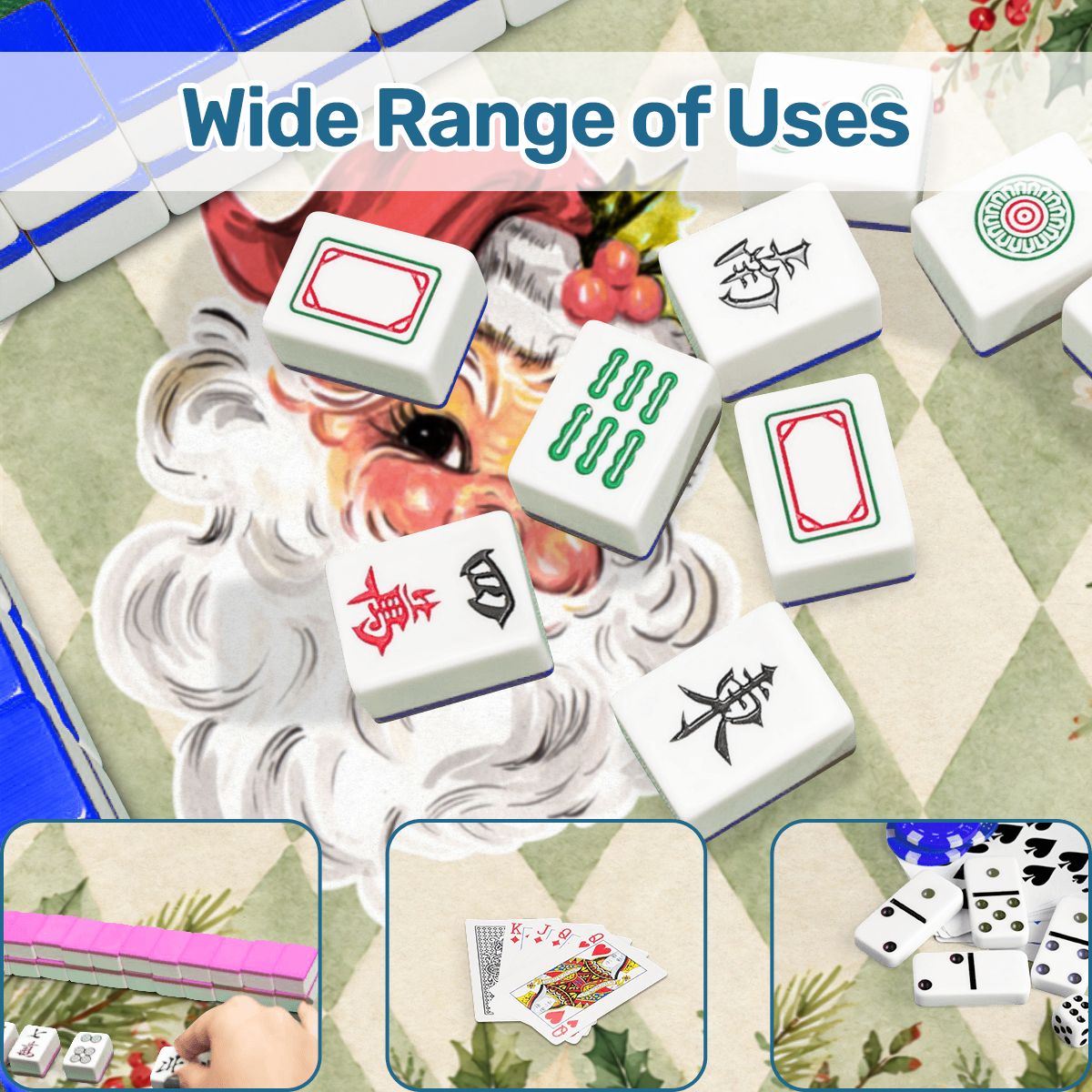 Vintage Santa Harlequin Christmas Round Mahjong Mat - Splash Of Mahj And Color Co.