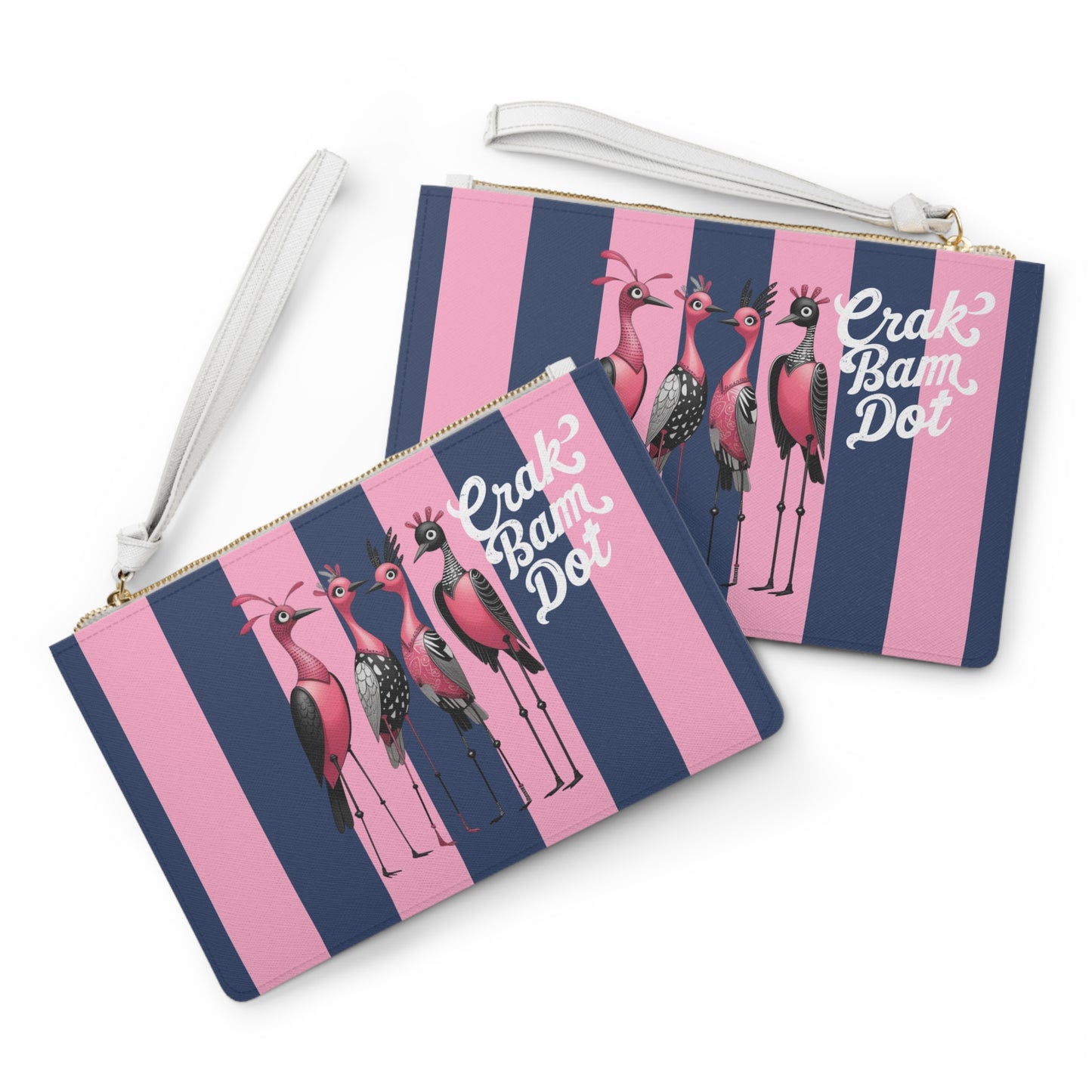 Crak Bam Dot Mahjong Clutch Chic Clutch Bag with Whimsical Flamingos Bird Queens Mahj Gift Idea