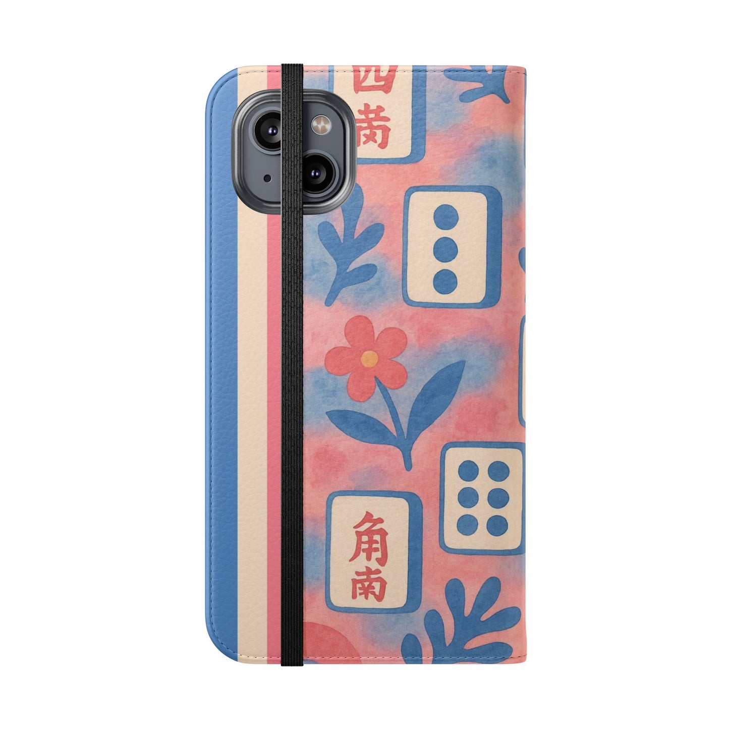 Mahjong Watercolor Artistic Flip Case for Phones, Stylish Wallet Cover, Trendy Phone Accessory, Ideal Gift for Friends, Protective Phone Sleeve