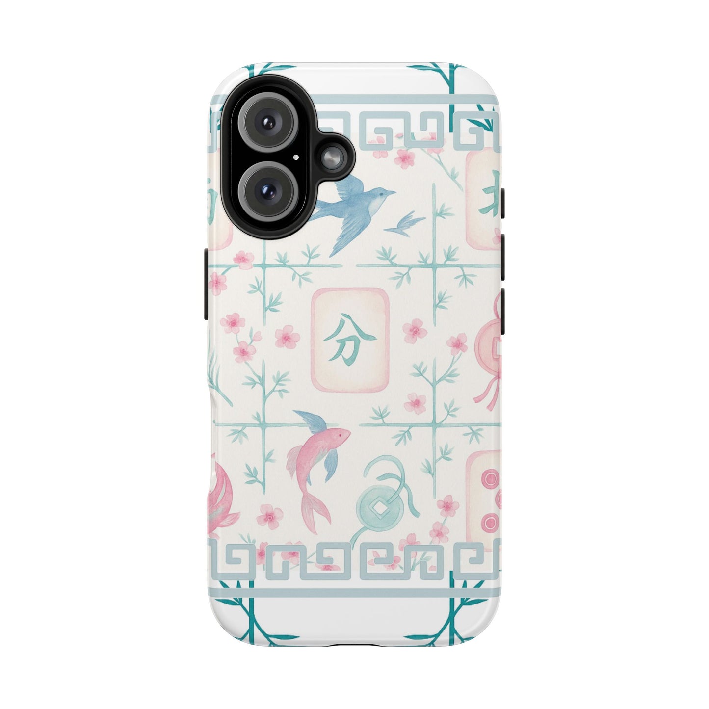 Whimsical Mahjong Tile Pastel Preppy Tough Phone Cases with Vibrant Oriental Designs Mahj Lover Gift