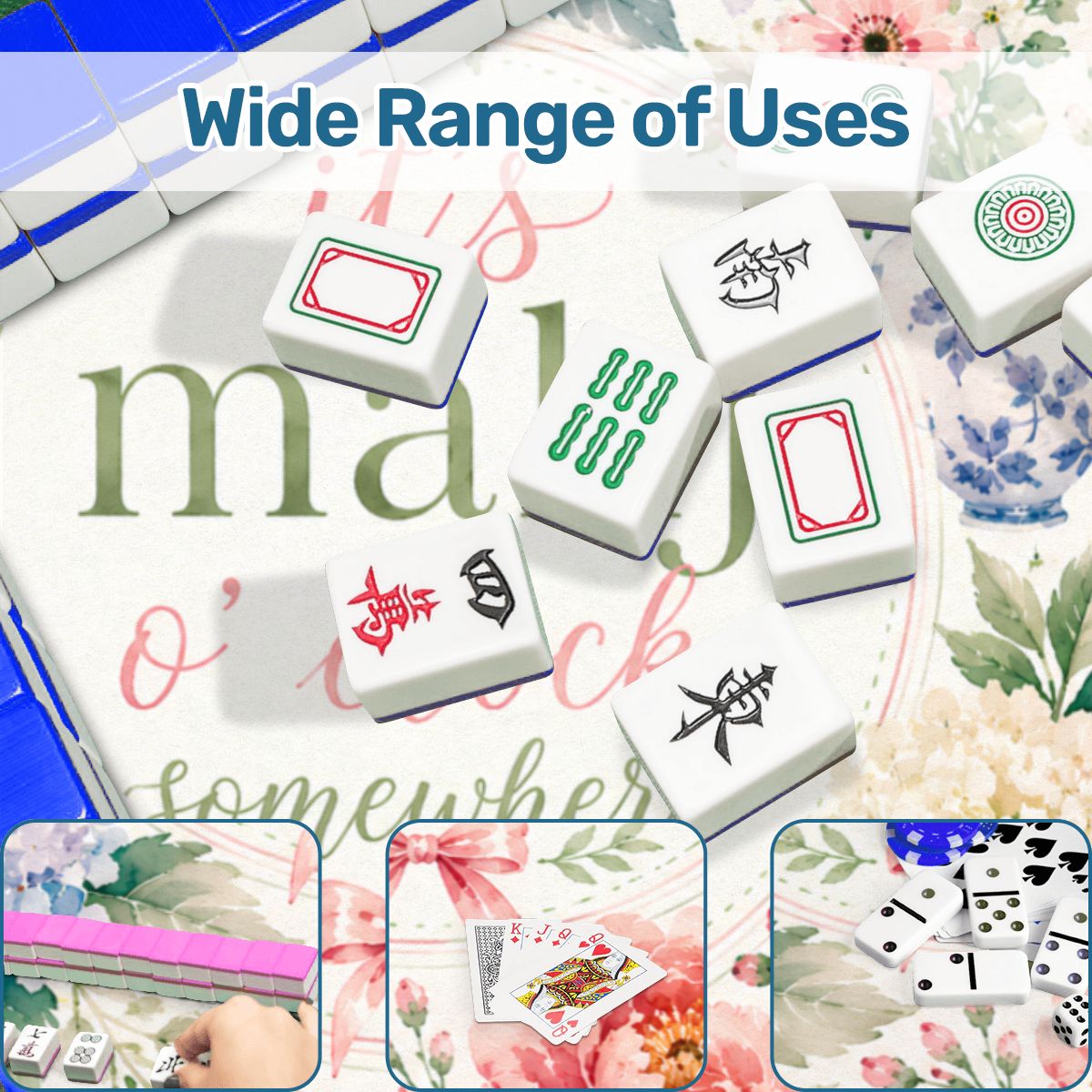It's Mahj O'Clock Somewhere Floral Round Mahjong Mat