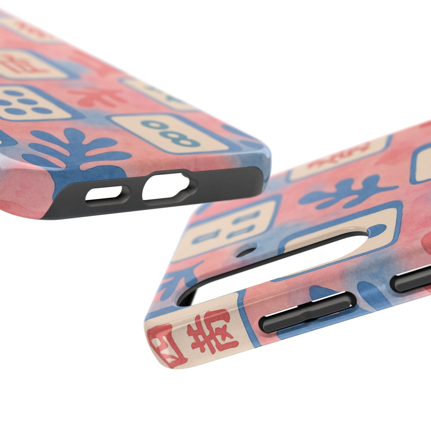 Mahjong Phone Case, Pink Pastel Blue Mahj Lover Mahjong Tile Phone Case