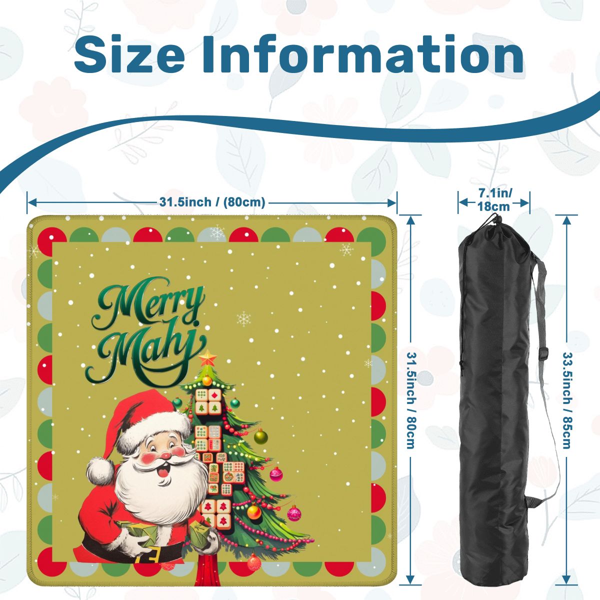 Merry Mahj Christmas Mahjong Mat Whimsical Tile Tree Nostalgic Santa Game Mat