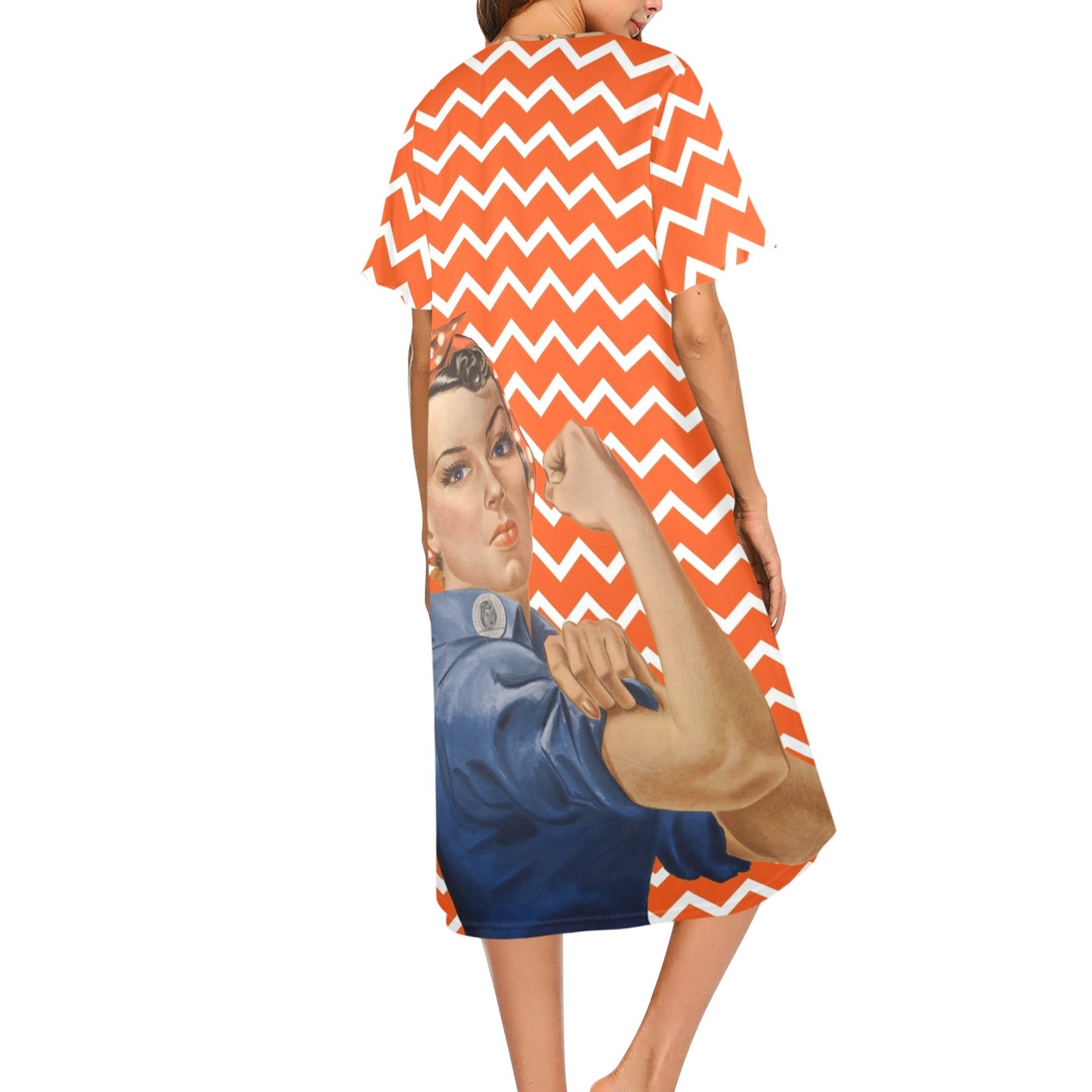 Rosie The Riveter Chevron Orange Preppy Muummu Dress