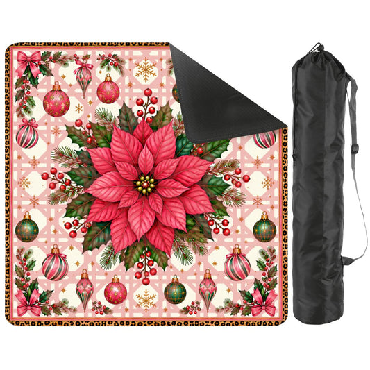 Leopard Luxe Poinsetta Mahjong Christmas Mat - Splash Of Mahj And Color Co.