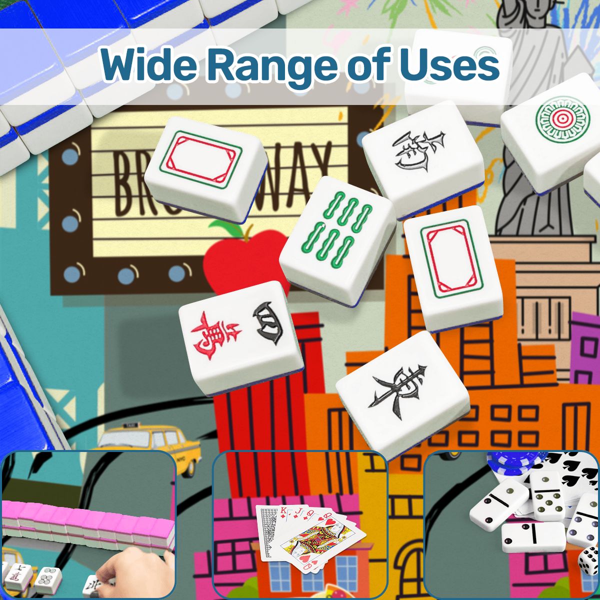 New York City Mahjong On Broadway Mini Mahjong Mat (Ship Rolled up) - Splash of Color Co.