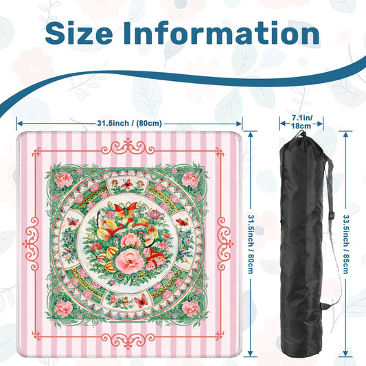 Vintage Chinese Rose Canton Chinoiserie Mahjong Mat - Splash of Color Co.